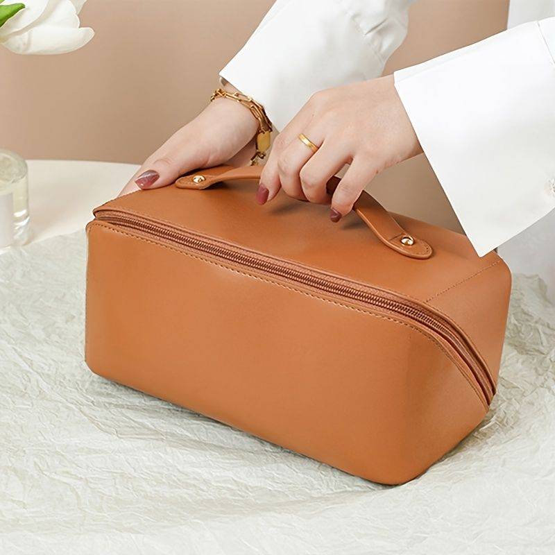 Large capacity Portable Cosmetic Bag Faux Leather Toiletry - Temu